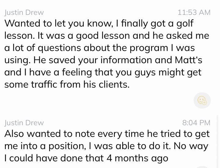 Justin's message: every time my pro tried to get me into a position, I was able to do it. No way I could have done that 4 months ago.